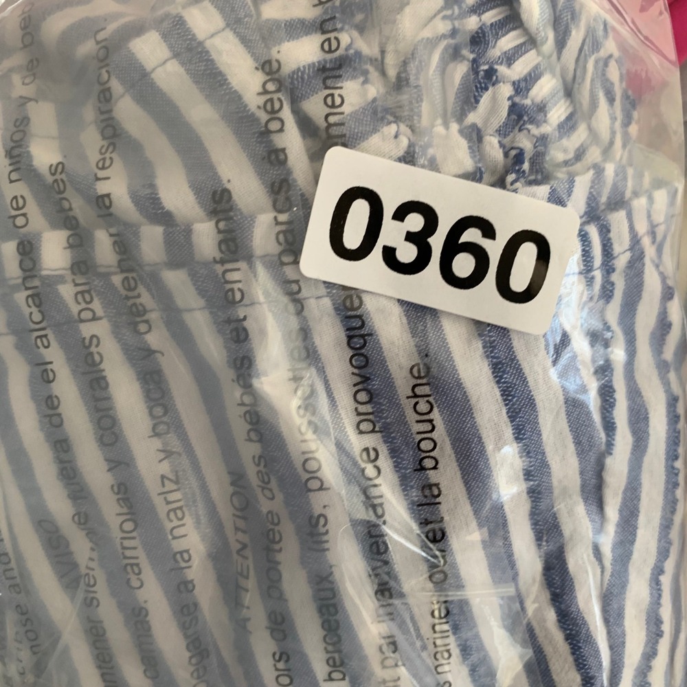 American Eagle Blue White Striped Smocked Puff Sleeve Mini Dress Womens Medium - Picture 9 of 9